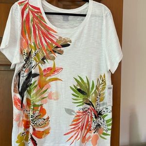 Chico’s Embroidered Tropic Tee